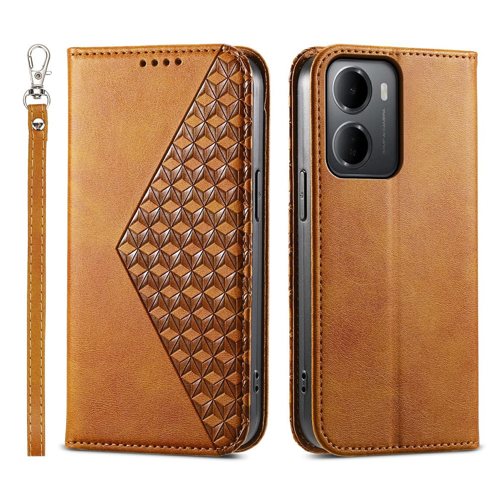 For Xiaomi Redmi 15a 5G Case Calf Texture PU Leather Wallet Phone Cover with Wrist Strap