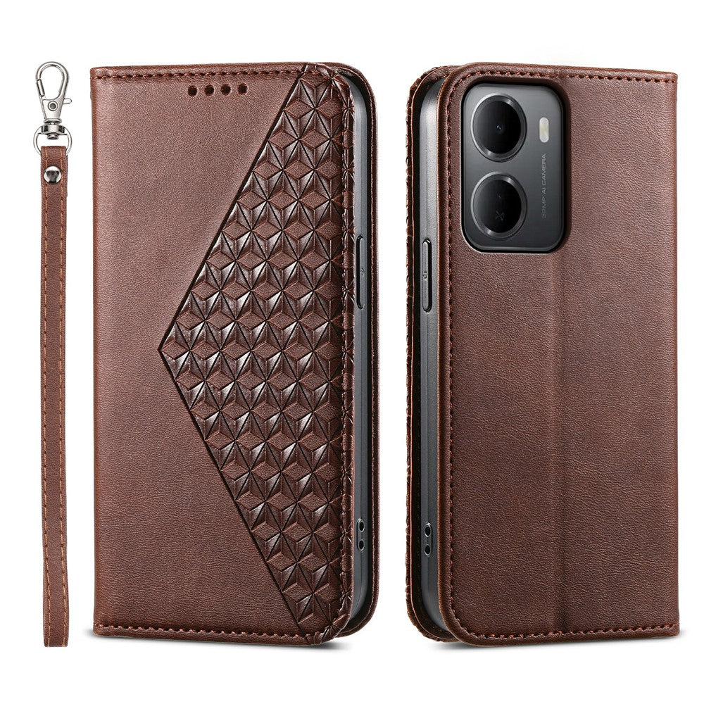 For Xiaomi Redmi 15a 5G Case Calf Texture PU Leather Wallet Phone Cover with Wrist Strap