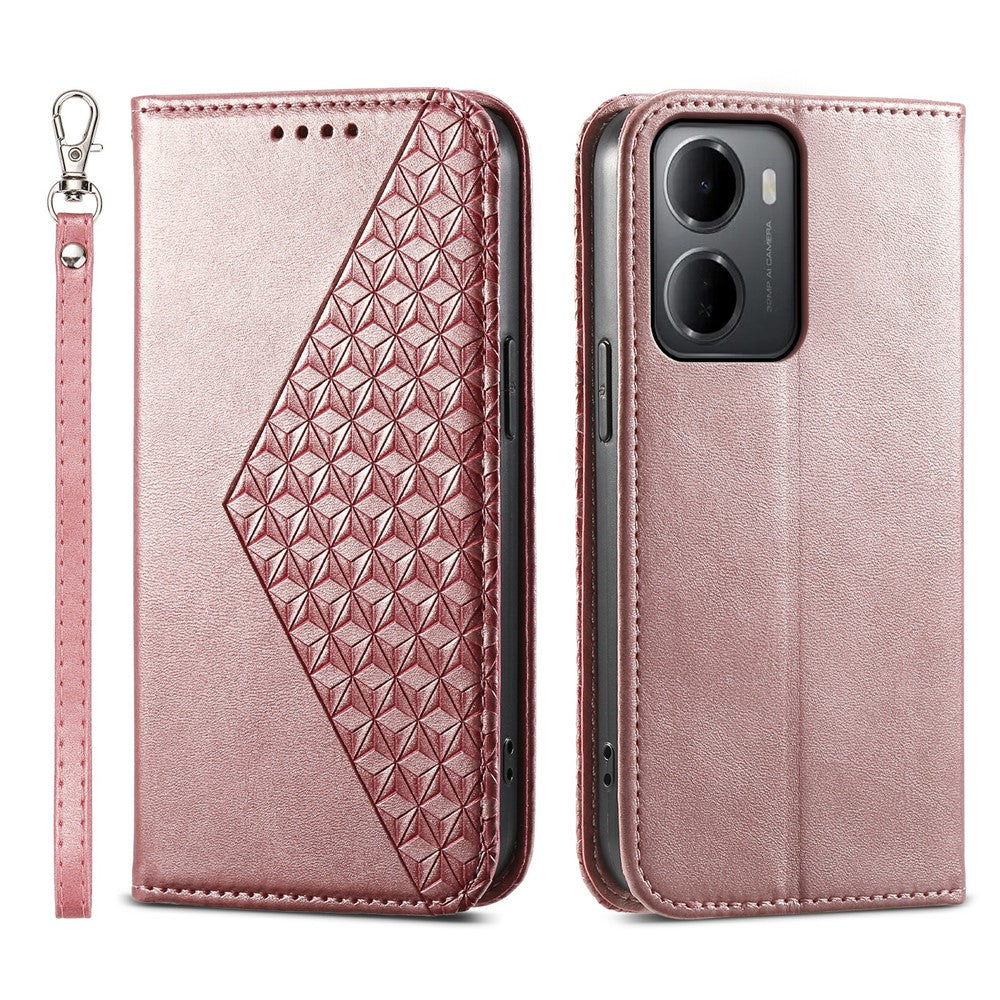 For Xiaomi Redmi 15a 5G Case Calf Texture PU Leather Wallet Phone Cover with Wrist Strap