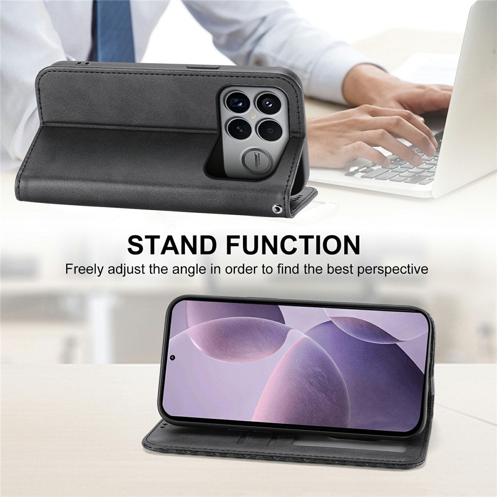 For Xiaomi Poco F8 Ultra 5G / Redmi K90 Pro Max 5G Case Calf Texture PU Leather Wallet Phone Cover with Wrist Strap