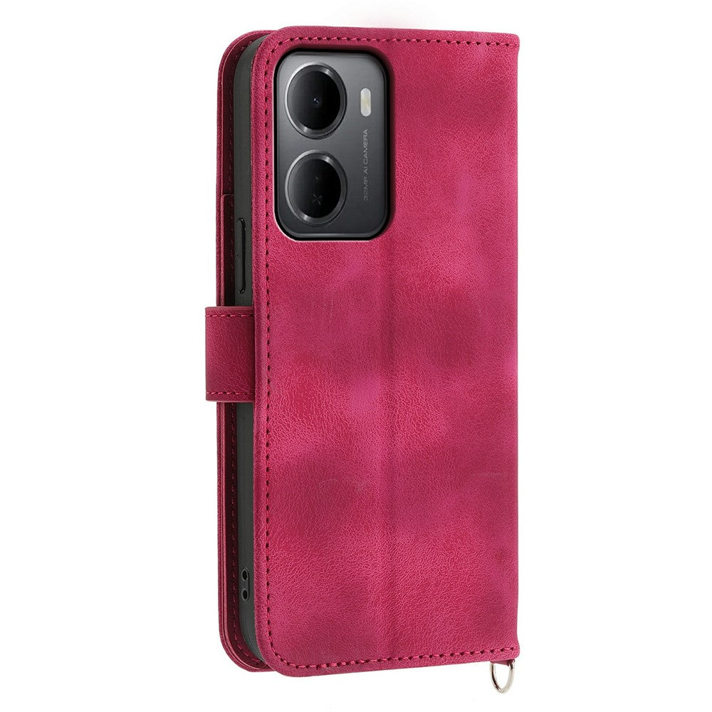For Xiaomi Redmi 15a 5G Wallet Case Flower Pattern PU Leather Phone Cover with Strap