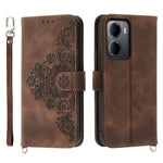 For Xiaomi Redmi 15a 5G Wallet Case Flower Pattern PU Leather Phone Cover with Strap