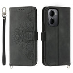For Xiaomi Redmi 15a 5G Wallet Case Flower Pattern PU Leather Phone Cover with Strap