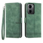 DIERFENG DF-03 For Xiaomi Redmi 15a 5G Leather Case Lines Imprint Wallet Phone Cover with Wrist Strap