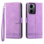 DIERFENG DF-03 For Xiaomi Redmi 15a 5G Leather Case Lines Imprint Wallet Phone Cover with Wrist Strap