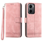 DIERFENG DF-03 For Xiaomi Redmi 15a 5G Leather Case Lines Imprint Wallet Phone Cover with Wrist Strap