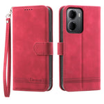 DIERFENG DF-03 For Xiaomi Redmi 15a 5G Leather Case Lines Imprint Wallet Phone Cover with Wrist Strap