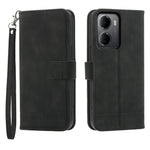 DIERFENG DF-03 For Xiaomi Redmi 15a 5G Leather Case Lines Imprint Wallet Phone Cover with Wrist Strap