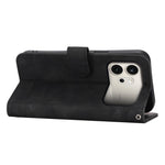 DIERFENG DF-03 For Honor 600 5G Leather Case Lines Imprint Wallet Phone Cover with Wrist Strap