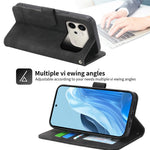 DIERFENG DF-03 For Honor 600 5G Leather Case Lines Imprint Wallet Phone Cover with Wrist Strap