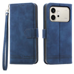 DIERFENG DF-03 For Honor 600 5G Leather Case Lines Imprint Wallet Phone Cover with Wrist Strap