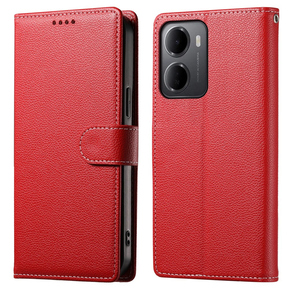 For Xiaomi Redmi 15a 5G Case Magnetic Snap Litchi Texture Leather Wallet Phone Cover with Wrist Strap
