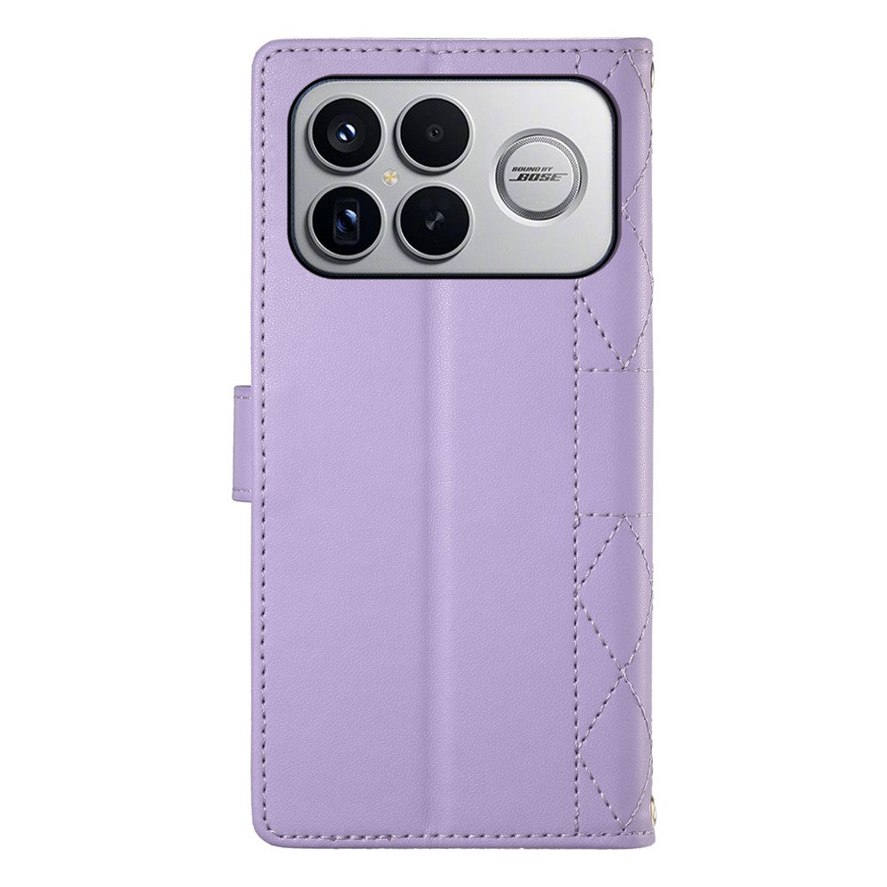 Xiaomi Poco F8 Ultra 5G / Redmi K90 Pro Max 5G Plånboksfodral Rhombus Sömnad Stativ Lädermobilfodral med Lång/Kort Rem