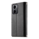 Läderfodral för Xiaomi Redmi 15a 5G, plånbok med dragkedja, färgskarvning, fällbart mobilfodral med remmar