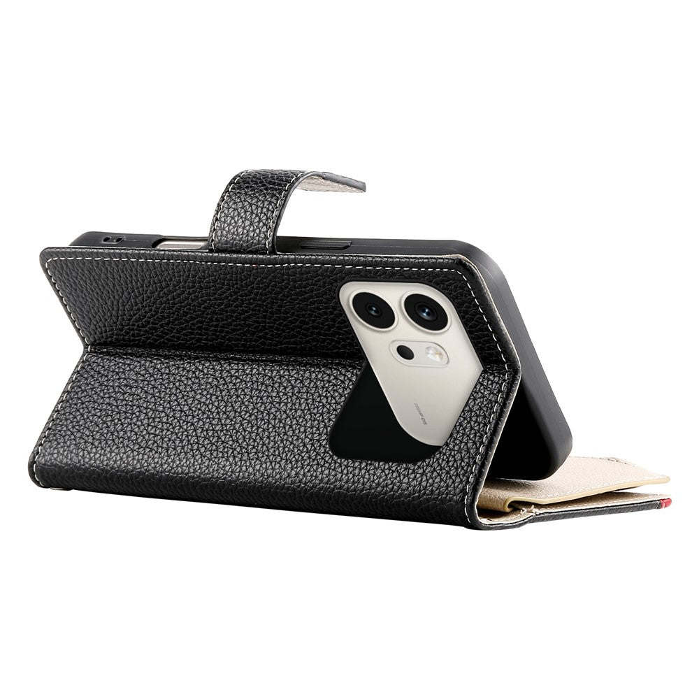 For Honor 600 5G Leather Case Zipper Wallet Color Splicing Flip Phone Cover with Straps
