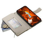For Honor 600 5G Leather Case Zipper Wallet Color Splicing Flip Phone Cover with Straps