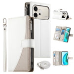 For Honor 600 5G Leather Case Zipper Wallet Color Splicing Flip Phone Cover with Straps