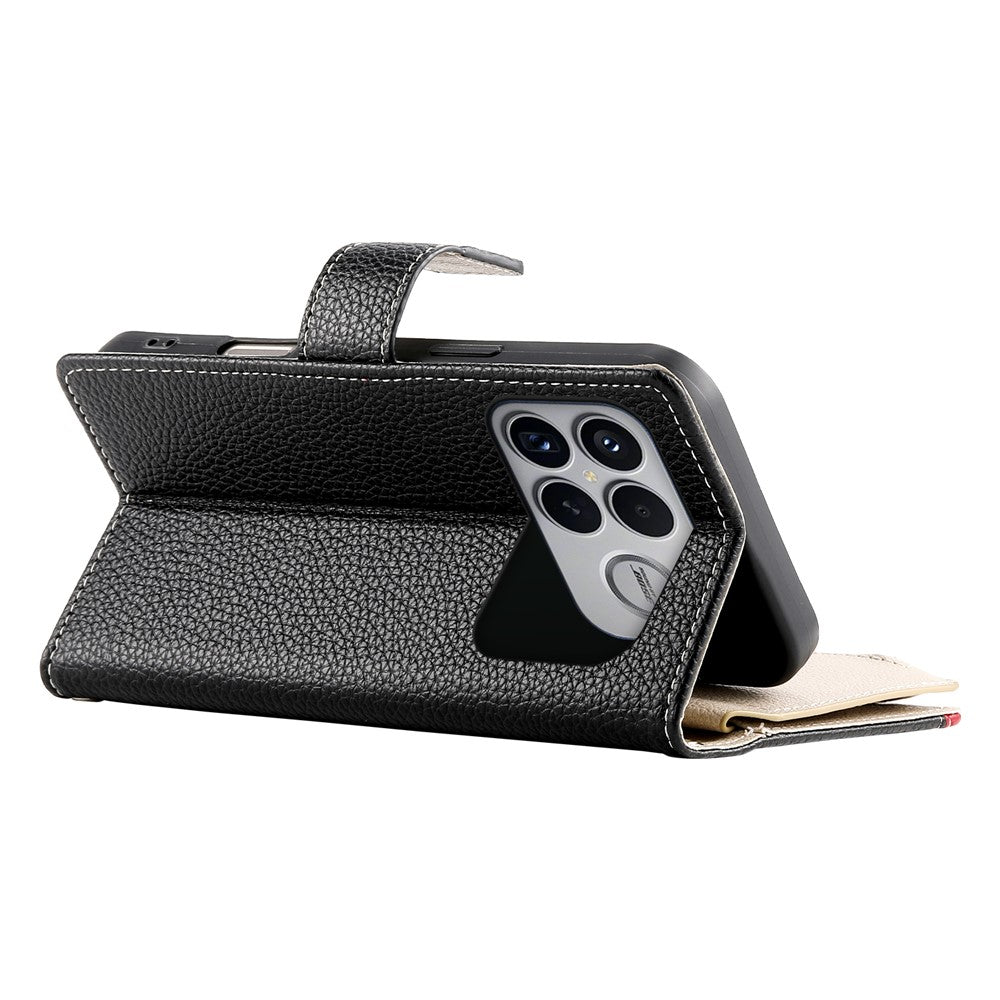 For Xiaomi Poco F8 Ultra 5G / Redmi K90 Pro Max 5G Leather Case Zipper Wallet Color Splicing Flip Phone Cover with Straps