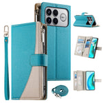 For Xiaomi Poco F8 Ultra 5G / Redmi K90 Pro Max 5G Leather Case Zipper Wallet Color Splicing Flip Phone Cover with Straps
