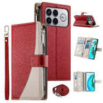 For Xiaomi Poco F8 Ultra 5G / Redmi K90 Pro Max 5G Leather Case Zipper Wallet Color Splicing Flip Phone Cover with Straps