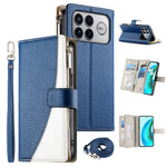 For Xiaomi Poco F8 Ultra 5G / Redmi K90 Pro Max 5G Leather Case Zipper Wallet Color Splicing Flip Phone Cover with Straps
