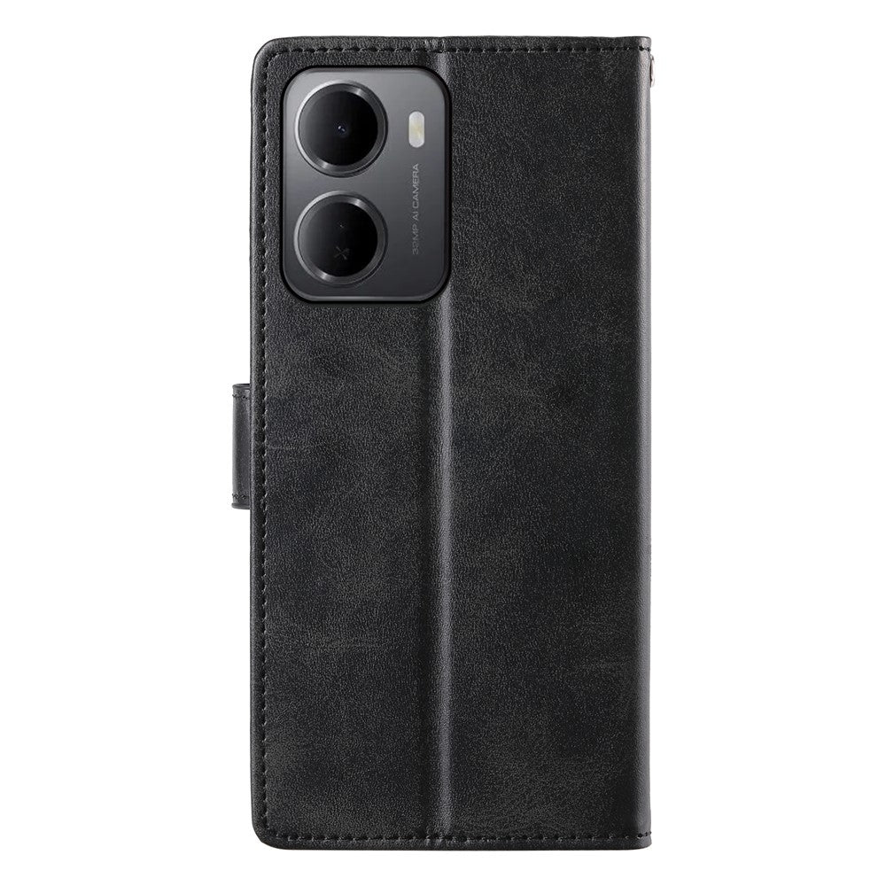 For Xiaomi Redmi 15a 5G Phone Case Stand Wallet Calf Texture PU Leather Flip Phone Cover with Wrist Strap
