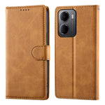For Xiaomi Redmi 15a 5G Phone Case Stand Wallet Calf Texture PU Leather Flip Phone Cover with Wrist Strap
