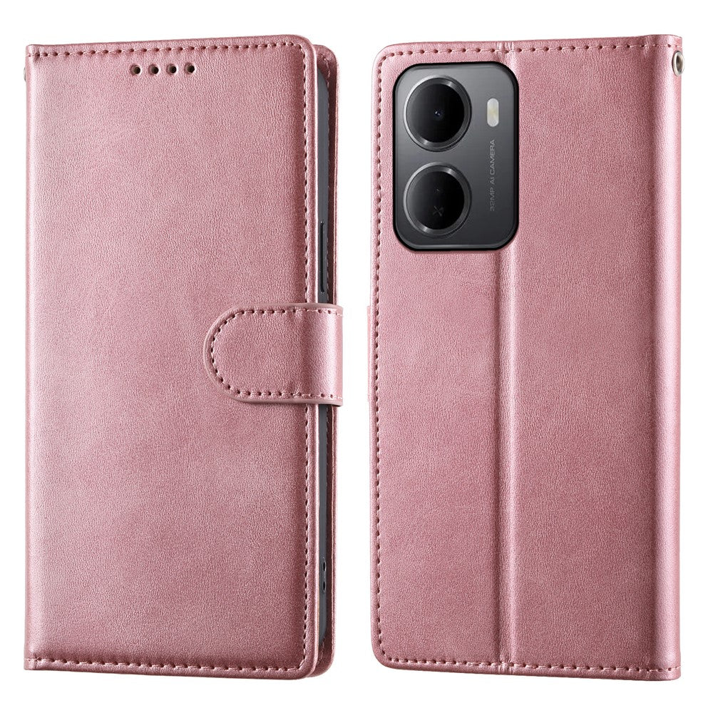 For Xiaomi Redmi 15a 5G Phone Case Stand Wallet Calf Texture PU Leather Flip Phone Cover with Wrist Strap