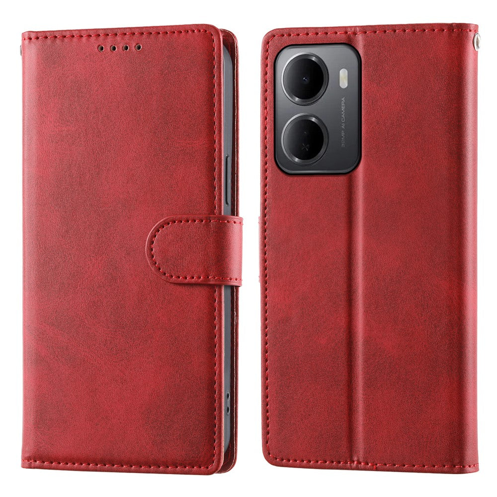 For Xiaomi Redmi 15a 5G Phone Case Stand Wallet Calf Texture PU Leather Flip Phone Cover with Wrist Strap