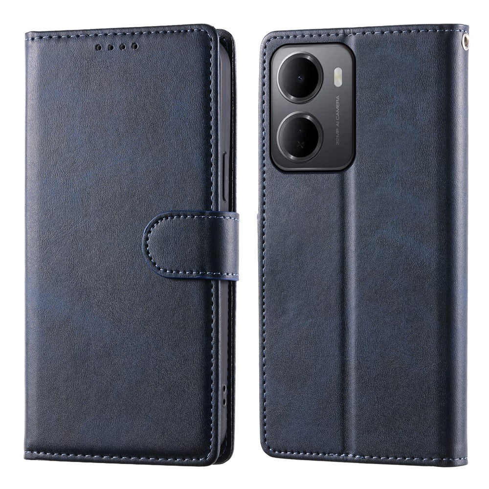 For Xiaomi Redmi 15a 5G Phone Case Stand Wallet Calf Texture PU Leather Flip Phone Cover with Wrist Strap