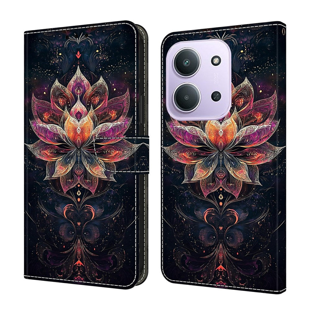 For Xiaomi Redmi 15C 4G (EU) (173mm)  /  15C 5G (EU) (173mm)  Wallet Stand Case Pattern Printing Leather Phone Cover