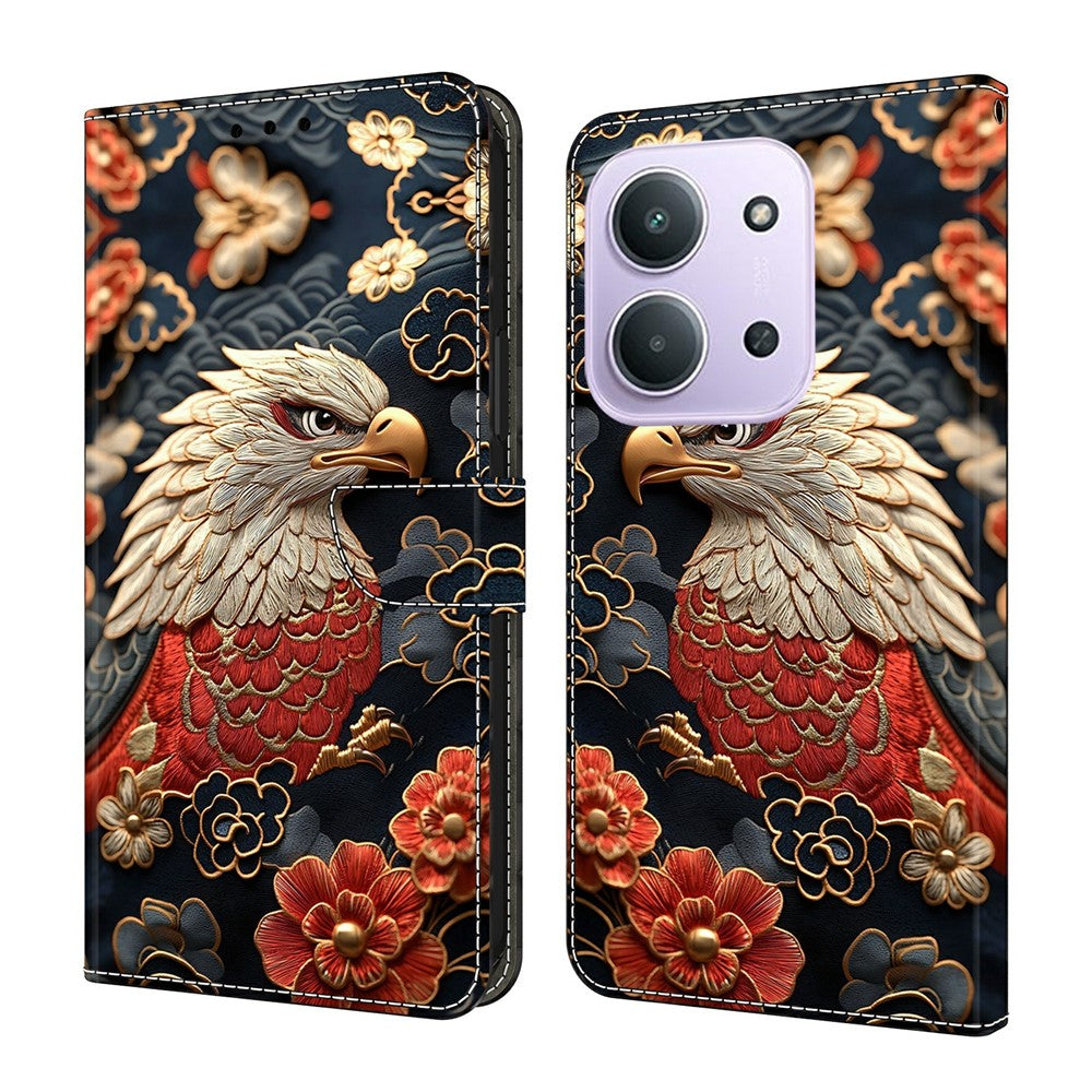 For Xiaomi Redmi 15C 4G (EU) (173mm)  /  15C 5G (EU) (173mm)  Wallet Stand Case Pattern Printing Leather Phone Cover