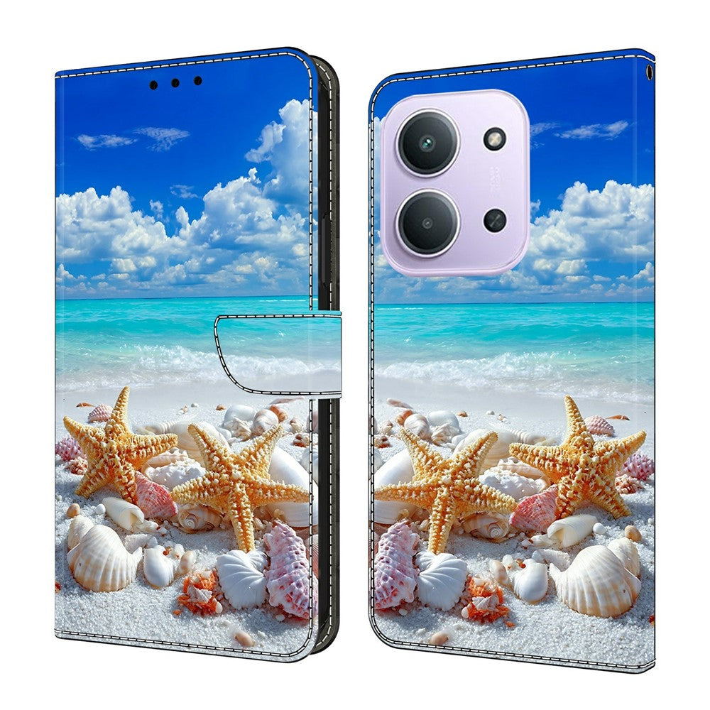 For Xiaomi Redmi 15C 4G (EU) (173mm)  /  15C 5G (EU) (173mm)  Wallet Stand Case Pattern Printing Leather Phone Cover