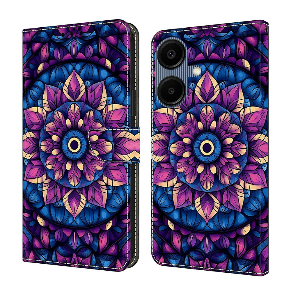 Til Samsung Galaxy A08 5G / A08 4G / A07 4G Pung Etui med Stativ Mønsterprintet Læder Telefoncover
