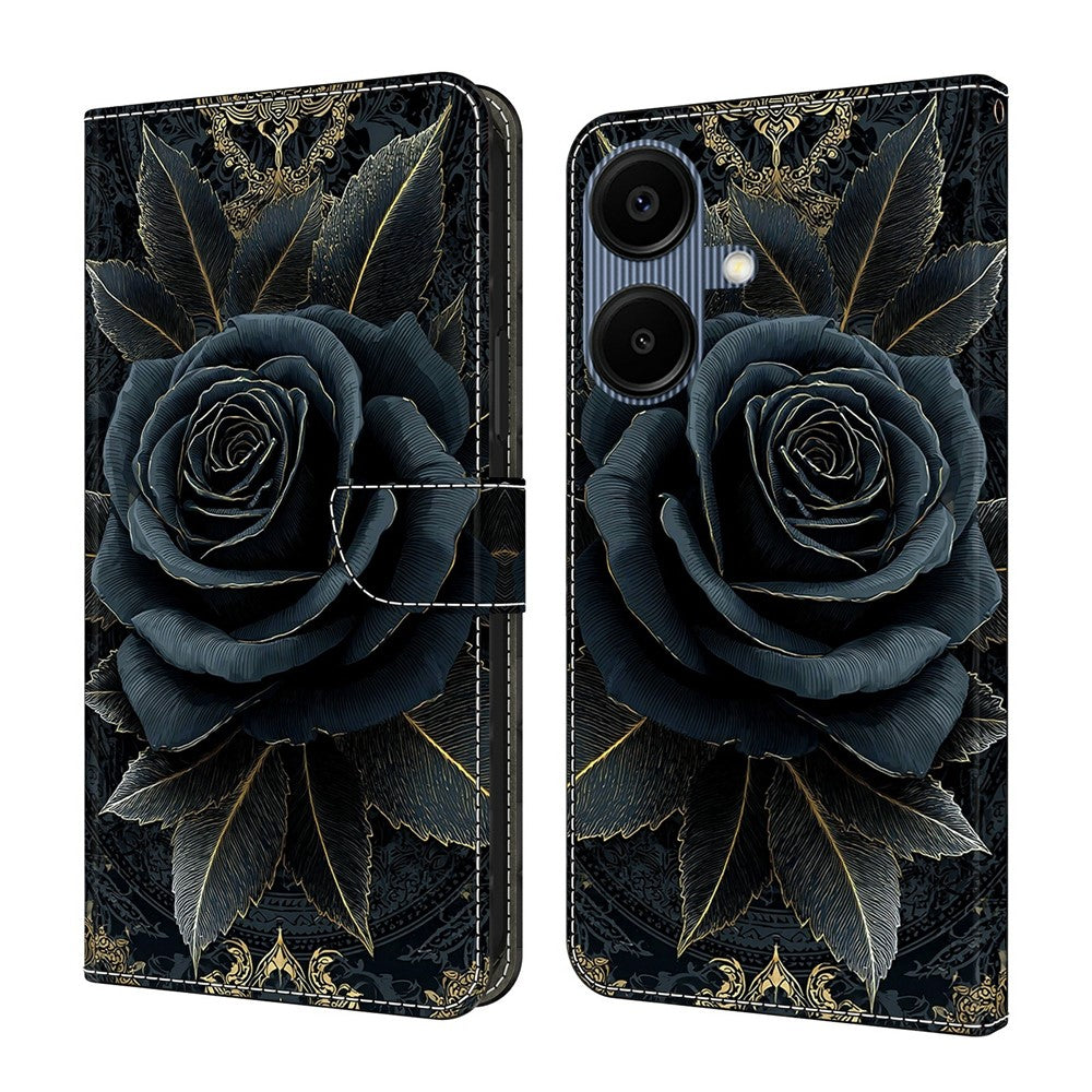 Til Samsung Galaxy A08 5G / A08 4G / A07 4G Pung Etui med Stativ Mønsterprintet Læder Telefoncover