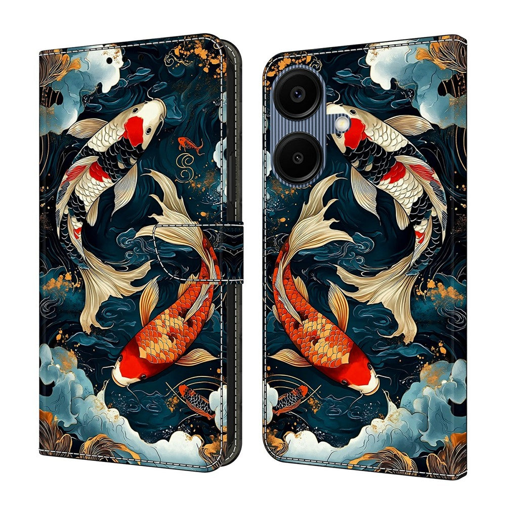 Til Samsung Galaxy A08 5G / A08 4G / A07 4G Pung Etui med Stativ Mønsterprintet Læder Telefoncover