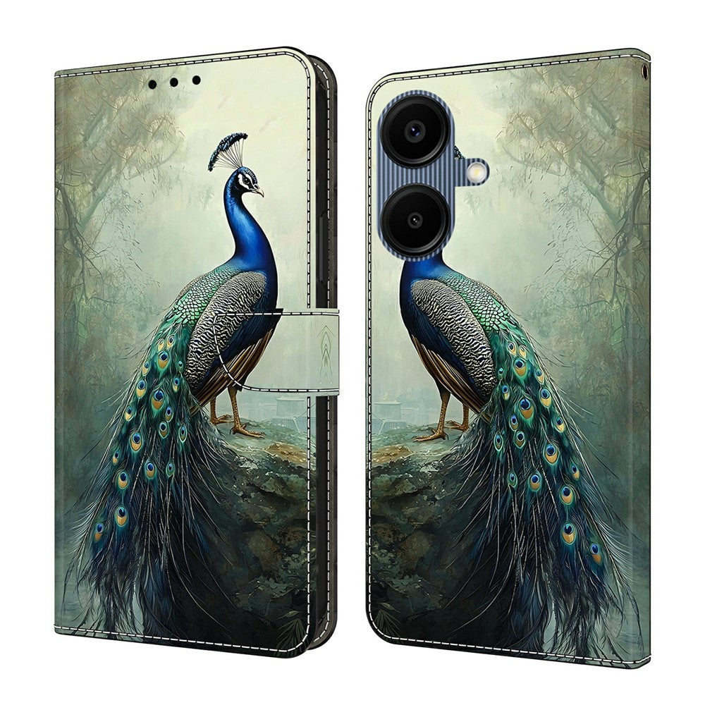 Til Samsung Galaxy A08 5G / A08 4G / A07 4G Pung Etui med Stativ Mønsterprintet Læder Telefoncover
