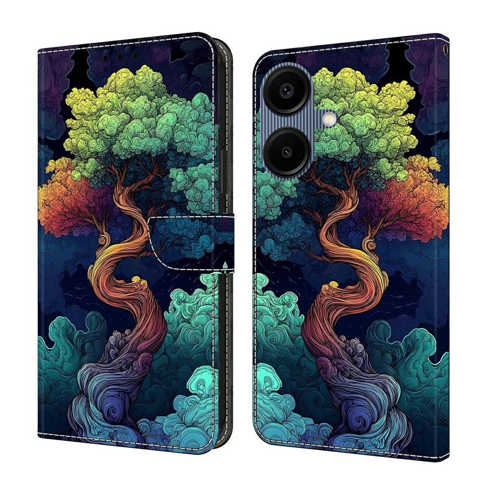 Til Samsung Galaxy A08 5G / A08 4G / A07 4G Pung Etui med Stativ Mønsterprintet Læder Telefoncover