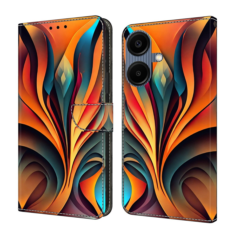 Til Samsung Galaxy A08 5G / A08 4G / A07 4G Pung Etui med Stativ Mønsterprintet Læder Telefoncover
