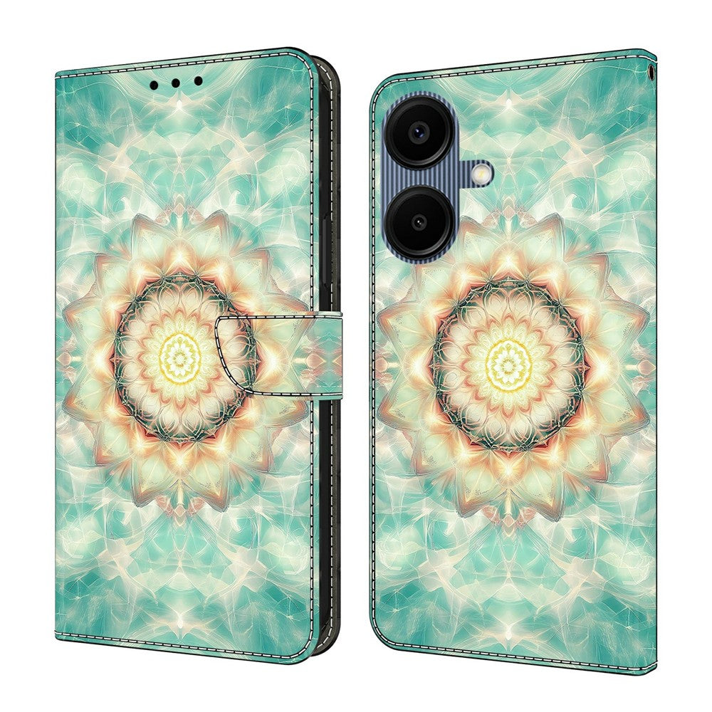 Til Samsung Galaxy A08 5G / A08 4G / A07 4G Pung Etui med Stativ Mønsterprintet Læder Telefoncover
