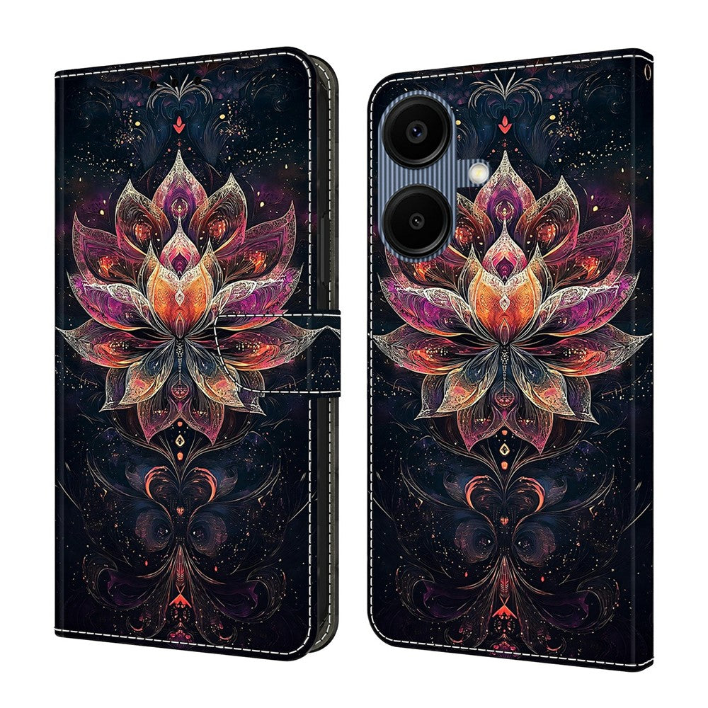 Til Samsung Galaxy A08 5G / A08 4G / A07 4G Pung Etui med Stativ Mønsterprintet Læder Telefoncover