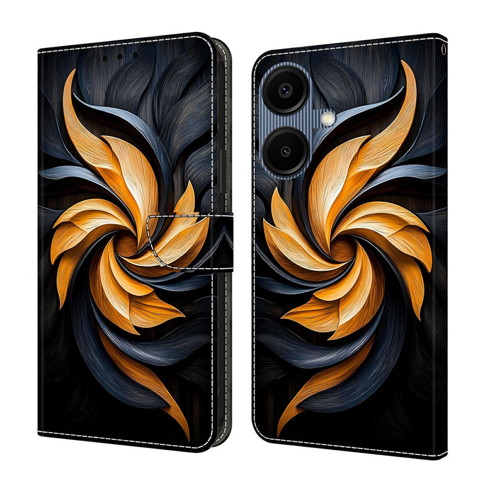 Til Samsung Galaxy A08 5G / A08 4G / A07 4G Pung Etui med Stativ Mønsterprintet Læder Telefoncover