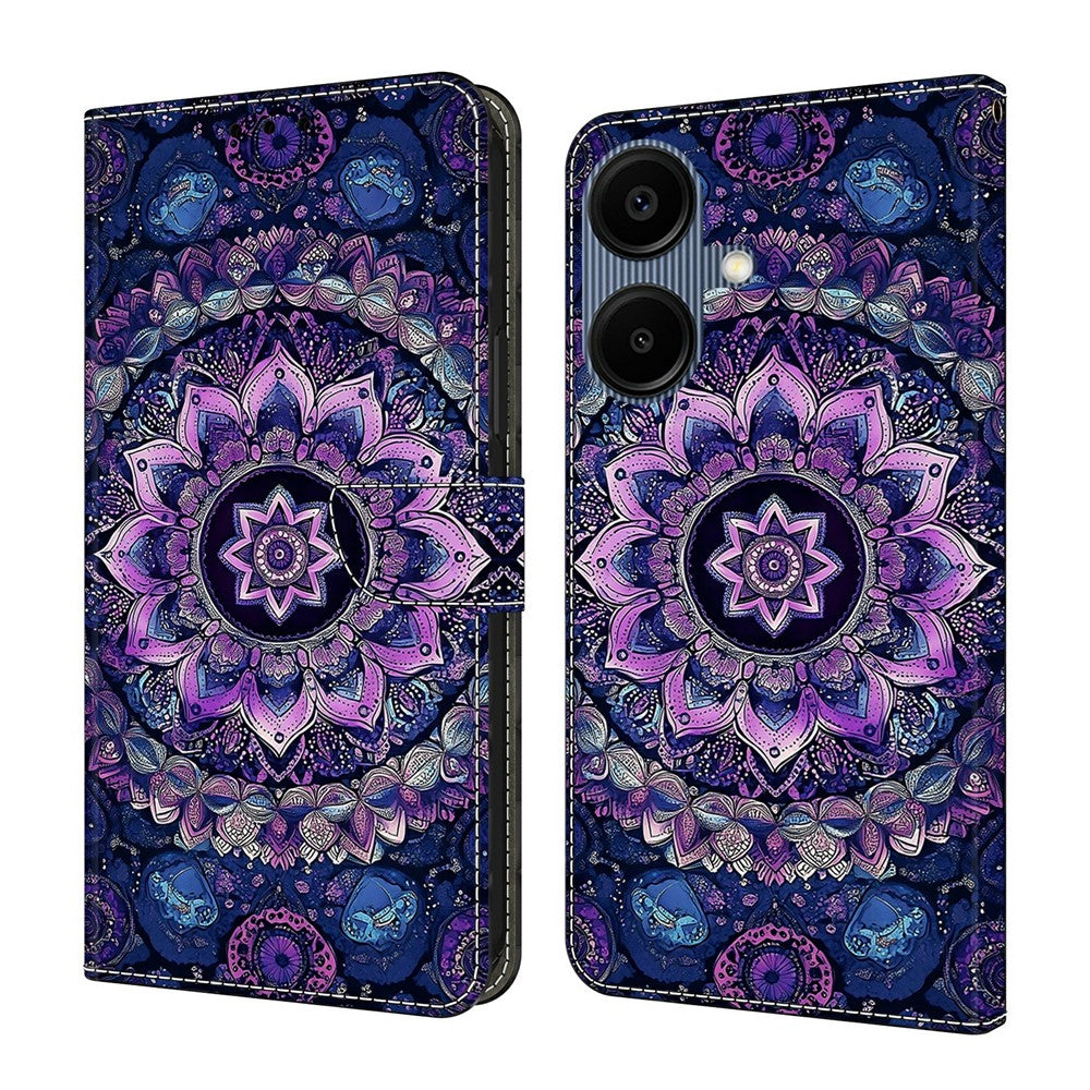 Til Samsung Galaxy A08 5G / A08 4G / A07 4G Pung Etui med Stativ Mønsterprintet Læder Telefoncover