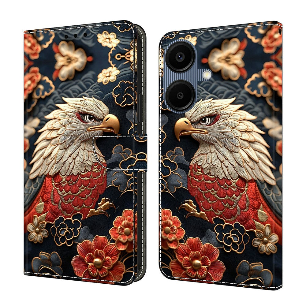Til Samsung Galaxy A08 5G / A08 4G / A07 4G Pung Etui med Stativ Mønsterprintet Læder Telefoncover