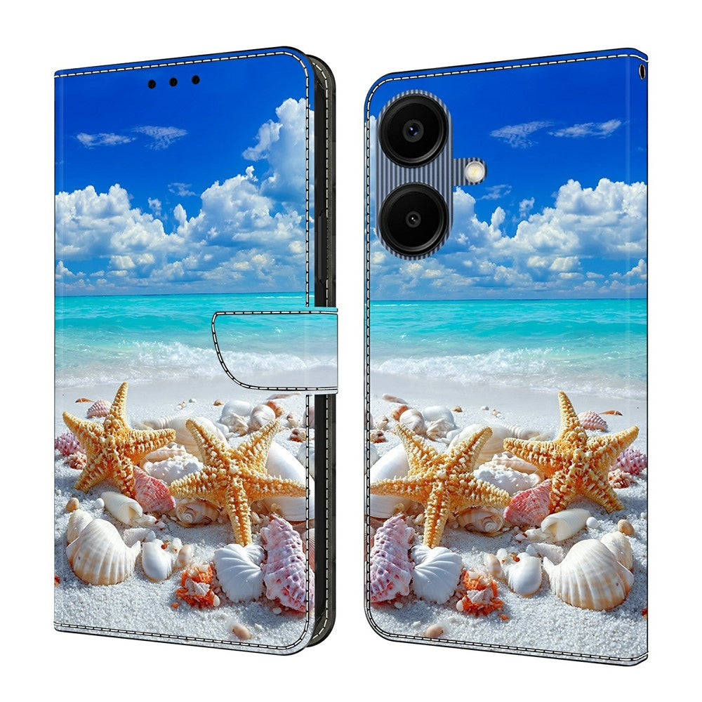 Til Samsung Galaxy A08 5G / A08 4G / A07 4G Pung Etui med Stativ Mønsterprintet Læder Telefoncover