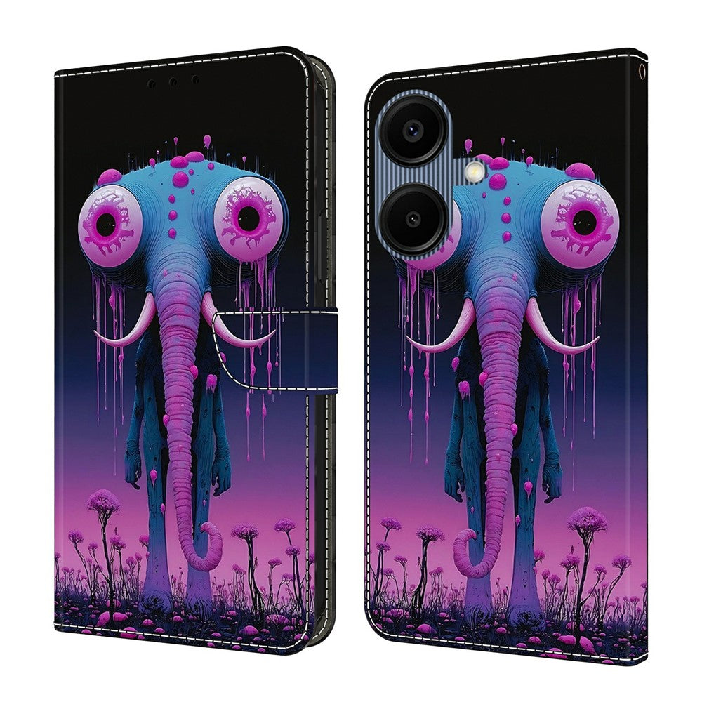 Til Samsung Galaxy A08 5G / A08 4G / A07 4G Pung Etui med Stativ Mønsterprintet Læder Telefoncover