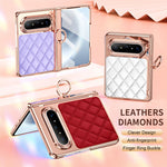 For Huawei Pura X Max Case Ring Holder Rhinestone Leather + PC Phone Cover with Screen Film
