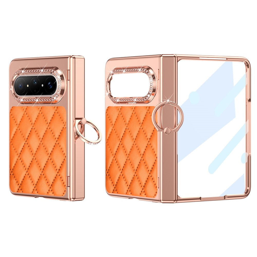 For Huawei Pura X Max Case Ring Holder Rhinestone Leather + PC Phone Cover with Screen Film