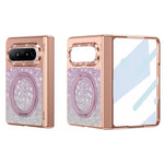 For Huawei Pura X Max Magnetic Case Rotating Kickstand Glitter PU Leather + PC Phone Cover with Screen Protector