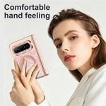 For Huawei Pura X Max Magnetic Case Rotating Kickstand Glitter PU Leather + PC Phone Cover with Screen Protector